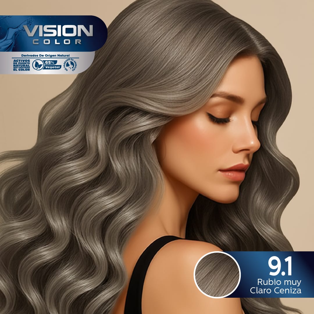 TINTES VISION COLOR TONOS CENIZAS E IRISADOS 9.1 RUBIO MUY CLARO CENIZA